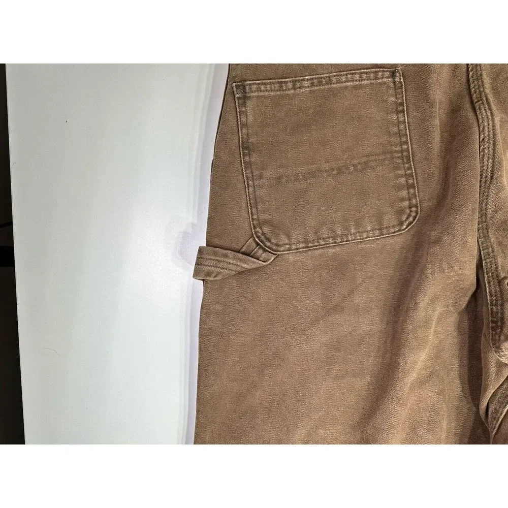 Carhartt WU0382 Mens Sz 39x31 Brown Canvas Carpenter Work Pants Made USA Vintage